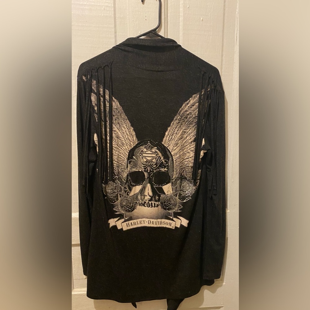 Harley-Davidson  Skull Wings Fringe Cardigan Top